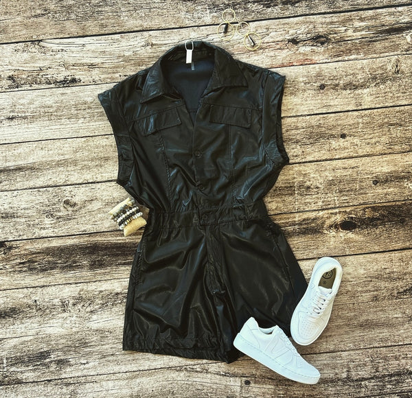 OLIVIA LEATHER ROMPER