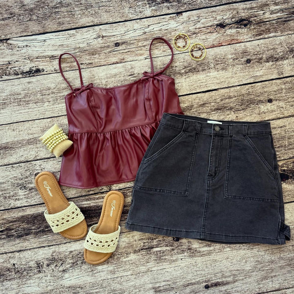 MARIA LEATHER TOP